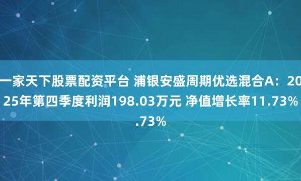 一家天下股票配资平台 浦银安盛周期优选混合A：2025年第四季度利润198.03万元 净值增长率11.73%