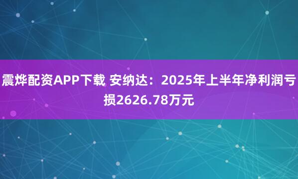 震烨配资APP下载 安纳达：2025年上半年净利润亏损2626.78万元
