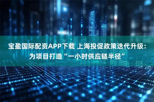 宝盈国际配资APP下载 上海投促政策迭代升级：为项目打造“一小时供应链半径”